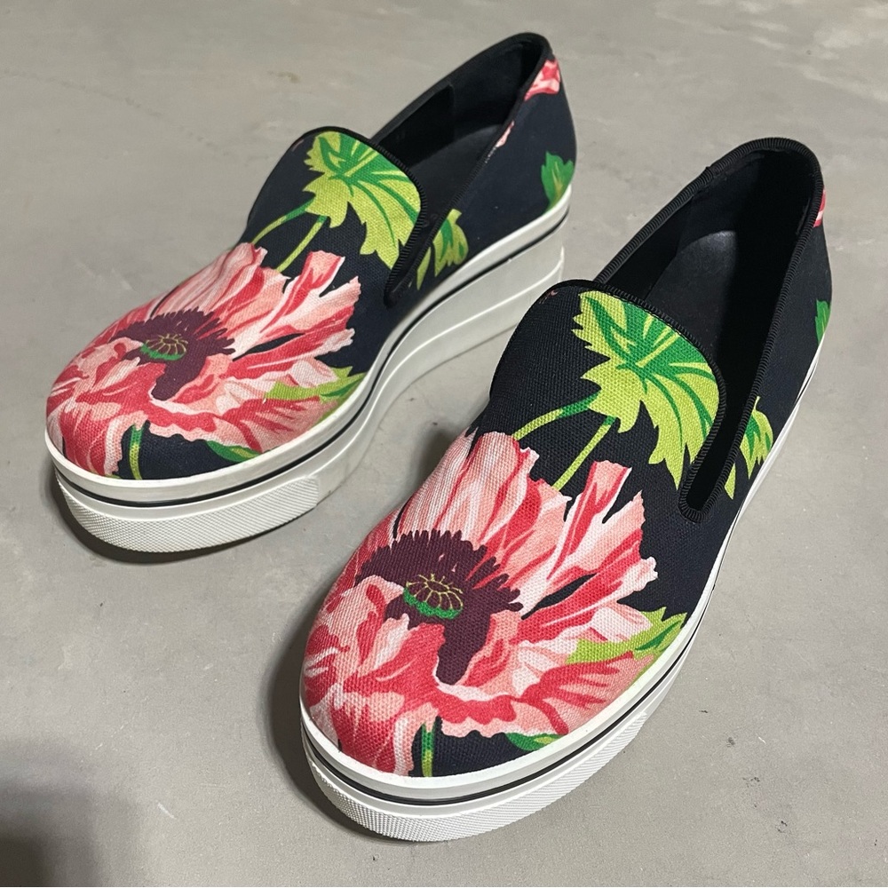 Stella McCartney Women's Sneakers Binx Pink Floral Canvas Platform Slip On